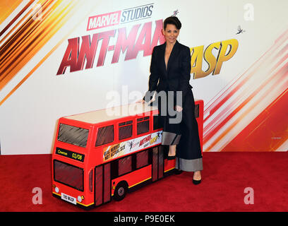 Evangeline Lilly an einem Fotoshooting für Ant-Man und die Wespen, Corinthia Hotel, London statt. Stockfoto