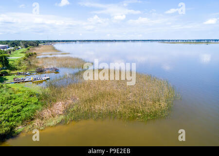 Orlando Florida, Lake Hamilton, Kette von Seen, Kapitän Fred's Airboat Nature Tours, Luftaufnahme von oben, FL18071150d Stockfoto