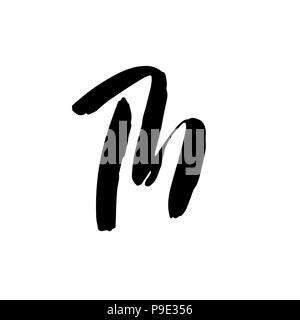 Brief M. Handwritten von trockenen Pinsel. Grobe Striche Schriftart. Vektor-Illustration. Grunge-Stil-alphabet Stock Vektor