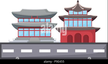 Südkorea Sehenswürdigkeiten Symbol auf weißem Hintergrund, Vector Illustration Stock Vektor