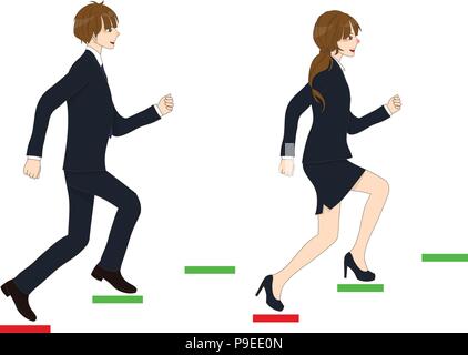 Geschäft Leute laufen nach oben. auf weißem Hintergrund. Vector Illustration. Stock Vektor
