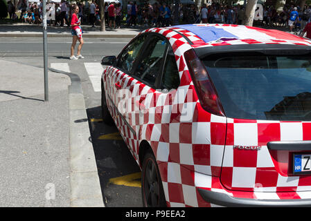 Fans versammeln sich in Zagreb Kroatische WM-Team Home Willkommen Stockfoto