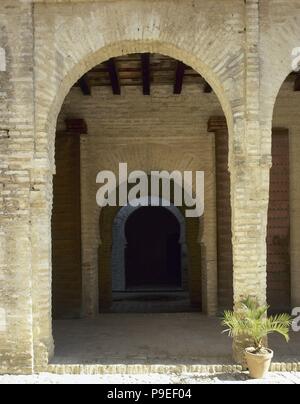 Alcazar von Jerez De La Frontera. Maurische Alcazar, 11. Jahrhundert. Moschee umgewandelt in der Kirche, die Jungfrau Maria gewidmet, von König Alfonxo X. von Kastilien. Tor. Spanien. Stockfoto