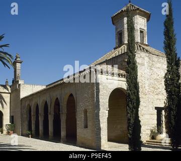 Alcazar von Jerez De La Frontera. Maurische Alcazar, 11. Jahrhundert. Moschee umgewandelt in der Kirche, die Jungfrau Maria gewidmet, von König Alfonxo X. von Kastilien. Spanien. Stockfoto