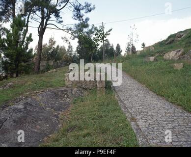 Spanien. Galizien. Mogor Petroglyphen. Geometrischen Mustern. Jungsteinzeit-Spätbronzezeit. Stockfoto