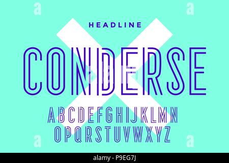 Line condensed Alphabet und Schriftart Stock Vektor