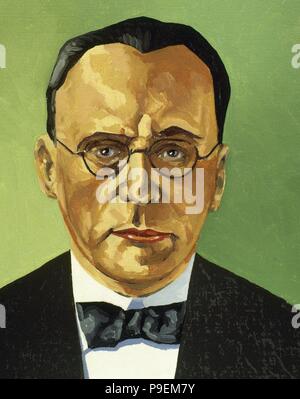 Anton von Webern (1883-1945). Österreichischer Komponist und Dirigent. Mitglied der Zweiten Wiener Schule. Porträt. Aquarell. Stockfoto