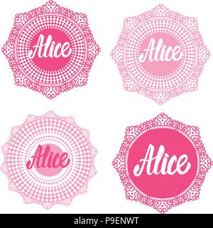 Alice ist ein Märchen mit Locken rosa Hand gezeichnet. Stock Vektor