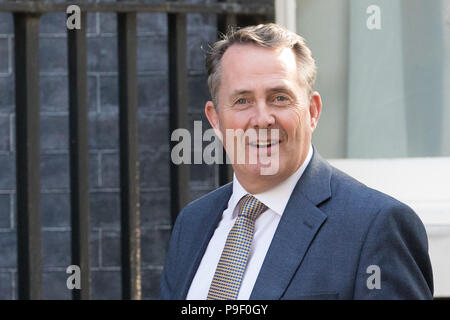 London, Großbritannien. 17. Juli 2018. Liam Fox, Staatssekretär für internationalen Handel und der Präsident des Board of Trade kommt in Downing Street für eine Sitzung. Credit: Vickie Flores/Alamy leben Nachrichten Stockfoto