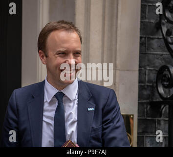 London, Großbritannien, 18. Juli 2018, Matt Hancock, Gesundheit Sekretärin, Blätter 10 Downing Street, London, UK Credit Ian Davidson/Alamy leben Nachrichten Stockfoto