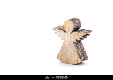 Holz Engel Weihnachten Dekoration auf weißem Hintergrund Stockfoto