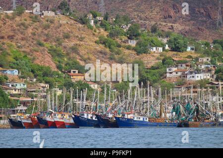 Bericht der Fischerhafen von Guaymas Sonora. Reportaje del Puerto pesquero de Guaymas Sonora. Stockfoto