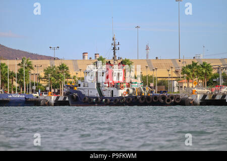 Bericht der Fischerhafen von Guaymas Sonora. Reportaje del Puerto pesquero de Guaymas Sonora. Stockfoto