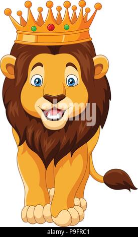Cartoon lion eine Krone trägt Stock Vektor