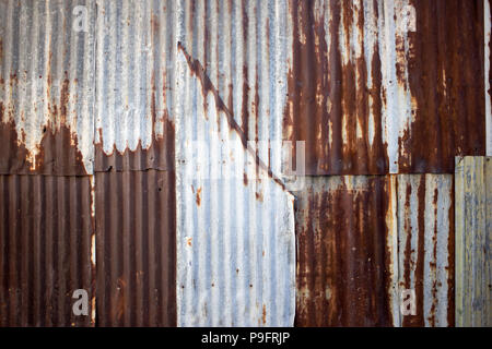 Nahaufnahme Zink Rost wand Textur Hintergrund. Stockfoto