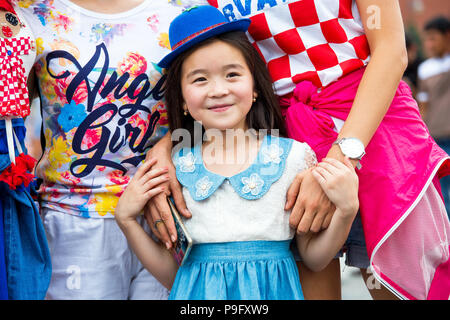 Moskau, Russland - Juli, 2018: Kroatische Fußballfans der Welt Cup in Moskau, Russland Stockfoto