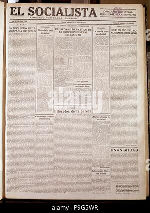 PERIODICO EL SOCIALISTA - 1932. Lage: Biblioteca Municipal, MADRID, SPANIEN. Stockfoto