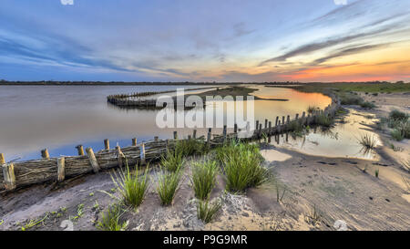 Neue ökologische Nass berm Banken für Wave Protection Water management am Ufer des neuen See bei Meerstad Development Area, Groningen, Niederlande Stockfoto