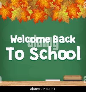 Willkommen zurück zu Schule Schiefertafel Herbst Stock Vektor