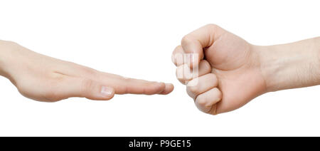 Stein, Papier, Schere, Hand Stockfoto