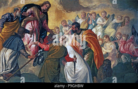 Schlacht von Lepanto", der oben auf der Leinwand von Paolo Veronese. Stockfoto