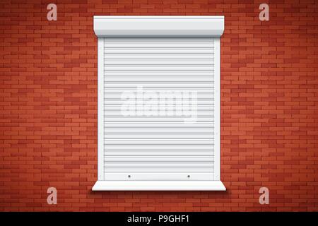Weiße Rollläden an Fenster Stock Vektor