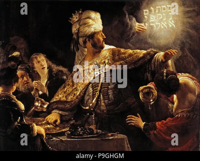 "Belshazzar's Feast", C. 1639 von Rembrandt. Stockfoto