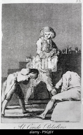 Los Caprichos, Serie von Radierungen von Francisco de Goya (1746-1828), Platte 33: 'Al conde Palatino'… Stockfoto