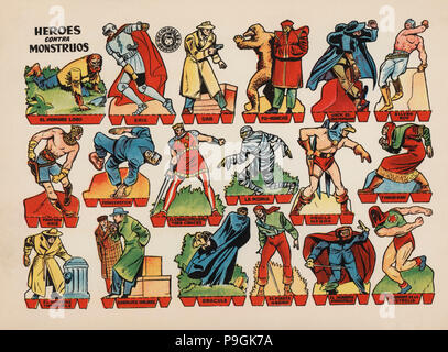 Kinder Cut-out aus der Serie "Helden gegen Monster" von Bruguera, Barcelona, Verleger?? 1945. Stockfoto