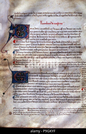 Seite 47'Cançoner Gil', Songbook von der Mitte des 14. Jahrhunderts, die zusammen bringt Gedichte von klassischen ... Stockfoto