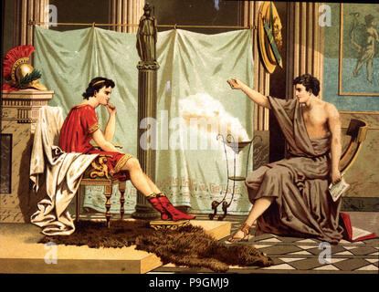 Aristoteles (384-322. v. Chr.), Griechischer Philosoph, mit seinem Schüler Alexander dem Großen (356-323 a. c.) chro... Stockfoto