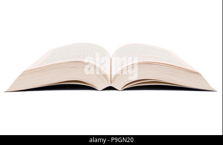 Buchen Sie auf weißem Hintergrund öffnen. Stockfoto