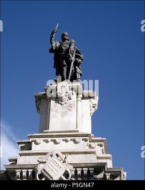 Roger de Lluria (1250-1305), Katalanisch Admiral aus italienischer Herkunft, das Denkmal in der Stadt Tarragona. Stockfoto