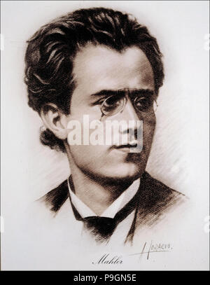 Gustav Mahler (1860-1911), österreichischer Komponist und Musiker, Zeichnung von Horacio. Stockfoto