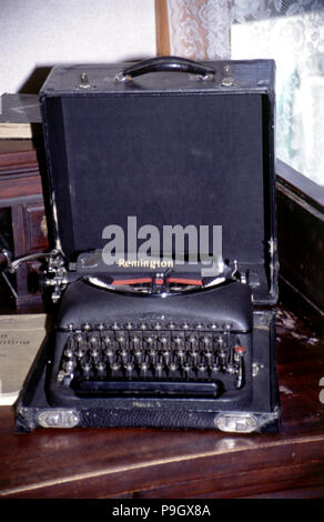 Alte Remington Schreibmaschine in das Eisenbahnmuseum in Squamish. Stockfoto