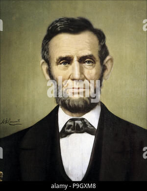 Abraham Lincoln (1809-1865), US-amerikanischer Politiker und Präsident der USA, Öl von A. G. Conaut. Stockfoto