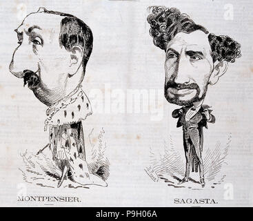 Herzog von Montpensier (1824-1890), Práxedes Mateo Sagasta (1825-1903), Revolutionär Karikatur ... Stockfoto