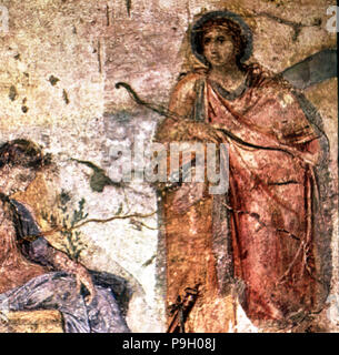 Fresken aus Pompeji, die 'Mars und Apollo'. Stockfoto