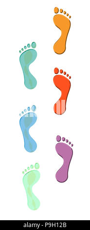 Digital gemalten Bild eines bunten Satz Abdrücke auf weißem Hintergrund Stockfoto