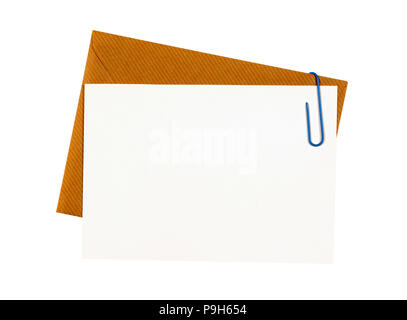 Braun Manila Umschlag mit leerer Hinweis Karte Stockfoto
