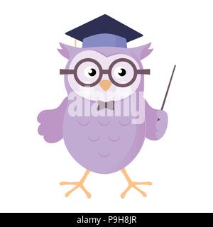 Owl tragen akademischen Kappe für Bildung Konzept. Cartoon Vector Illustration. Stock Vektor