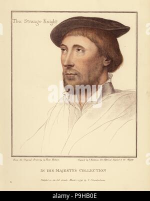 Sir Thomas Le Strange von Hunstanton, High Sheriff von Norfolk, d. 1545. Papierkörbe Kupferstich von Francis Bartolozzi nach Hans Holbein aus Faksimiles von Originalzeichnungen von Hans Holbein, Hamilton, Adams, London, 1884. Stockfoto