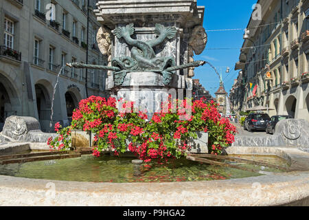 Kramgasse Brunnen Altstadt Bern Schweiz Stockfoto