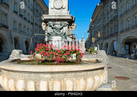 Kramgasse Brunnen Altstadt Bern Schweiz Stockfoto