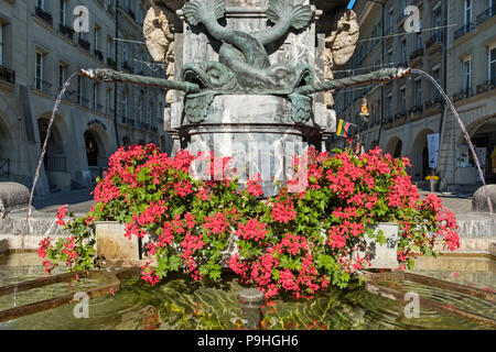 Kramgasse Brunnen Altstadt Bern Schweiz Stockfoto