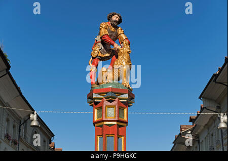 Simsonbrunnen Samson-brunnen statue Altstadt Bern Schweiz Stockfoto