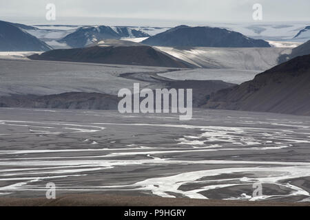 Braided River, Svalbard Stockfoto