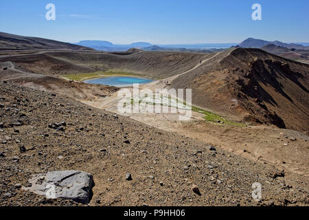 Explosion Krater Viti, Krafla Vulkan, in der Nähe von Reykjahlid, Island Stockfoto