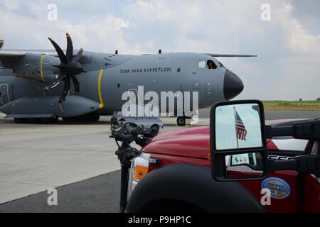 Ansicht der türkischen Airbus A400M während der 424Th Air Base Squadron 'Fire Fighter, Chièvres Air Base, Belgien, 12. Juli 2018. (U.S. Armee Foto durch visuelle Information Specialist Pascal Demeuldre) Stockfoto