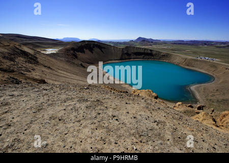 Explosion Krater Viti, Krafla Vulkan, in der Nähe von Reykjahlid, Island Stockfoto